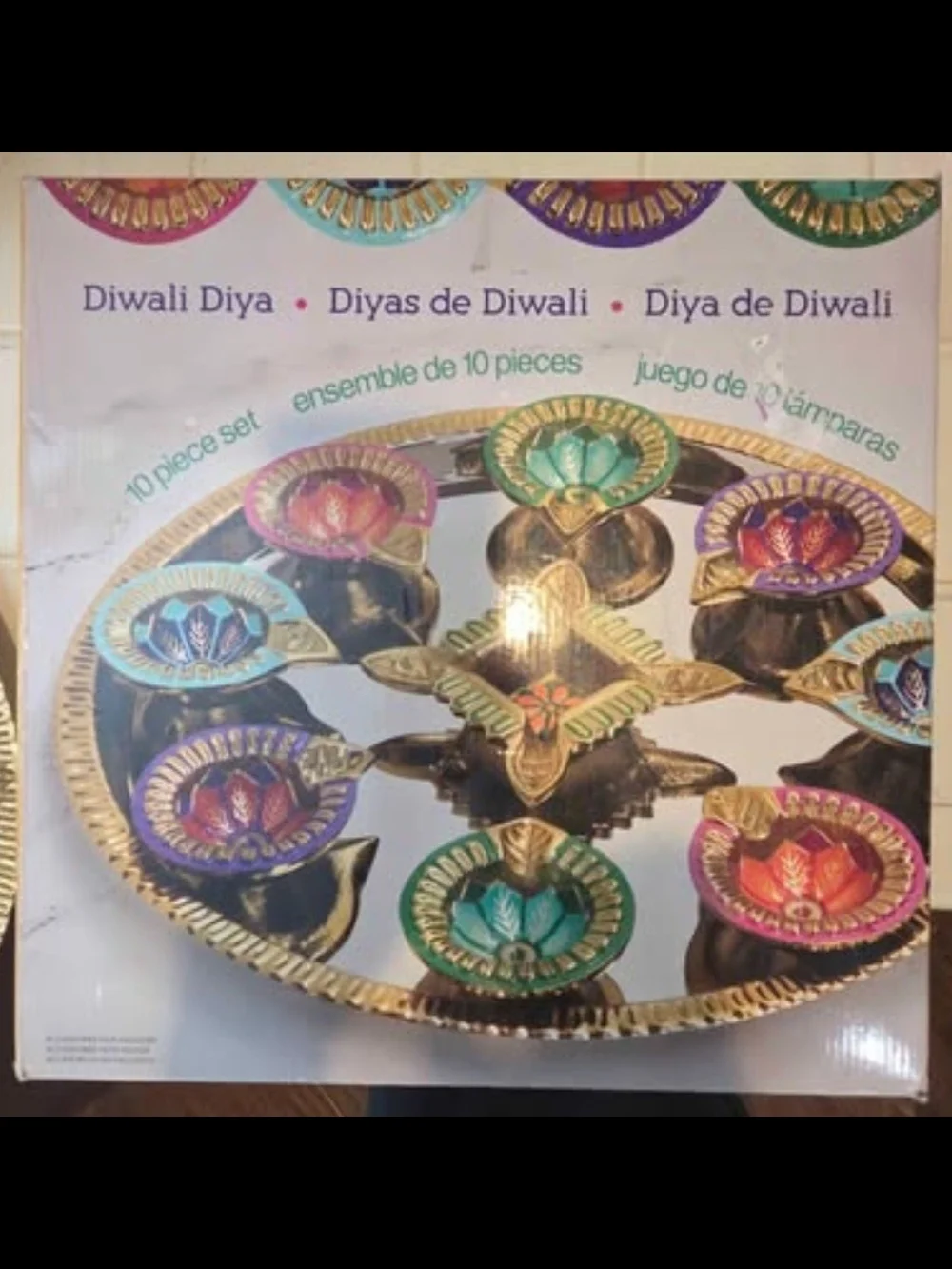 Diwali Diya Decorative 10-Piece Set - Multicolor